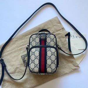Gucci GG leather canvas camera bag
